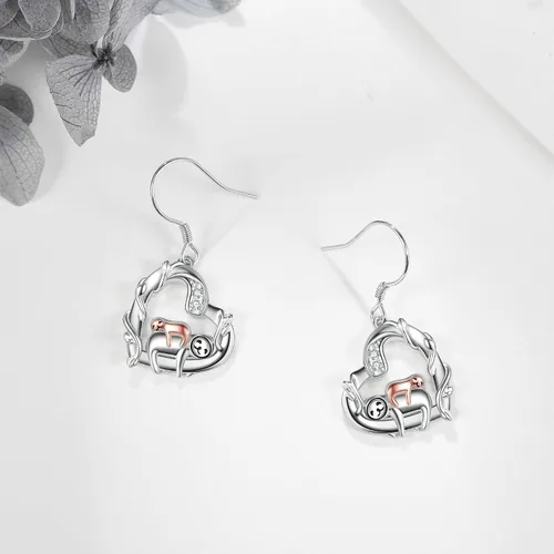 Vista 4 de Hummingbird Black Cat Panda Cow Sloth Flamingo Mermaid Tail Butterfly 925 Sterling Silver Dangle Drop Earrings Cute Animal Jewelry Gifts for Women