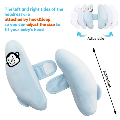 Vista 6 de Almohada Ajustable de Soporte para Cabeza y Cuello de Bebé, Almohada de Viaje para Bebé Cojín para Asiento de Carro, Almohada de Reposacabezas