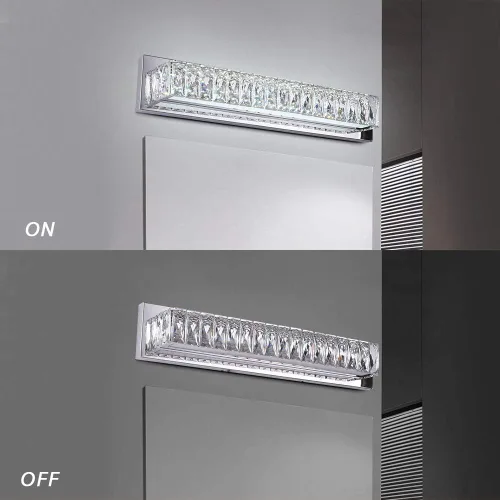 Vista 4 de Luces de tocador de cristal, accesorios de iluminación de tocador de baño sobre el espejo, lámparas LED modernas de pared hechas para acabado