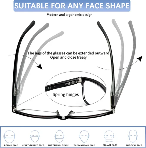 Vista 4 de SIGVAN Paquete de 6 lentes de lectura para mujeres y hombres, bloqueo de luz azul, bisagra de resorte, antifatiga ocular/deslumbramiento, lectores 6