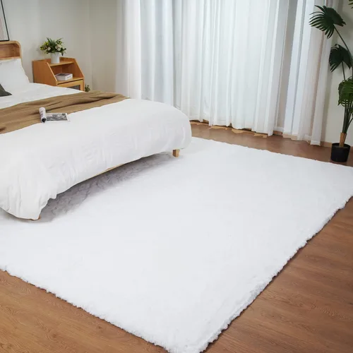 Vista 58 de Ghouse Alfombra ultrasuave de pelo sintético de conejo 2x3, alfombras lavables a máquina para dormitorio, alfombras esponjosas para sala de estar
