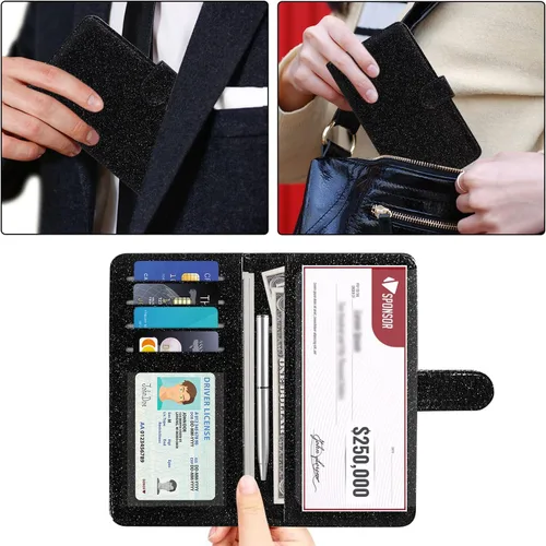 Vista 5 de ACdream Funda para chequera, cartera de cuero con bloqueo RFID