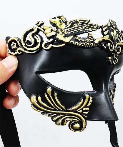 Vista 4 de Wellcalmly Máscara de mascarada para hombre, máscara veneciana romana griega para Mardi Gras, baile de máscaras, Halloween, fiesta de graduación
