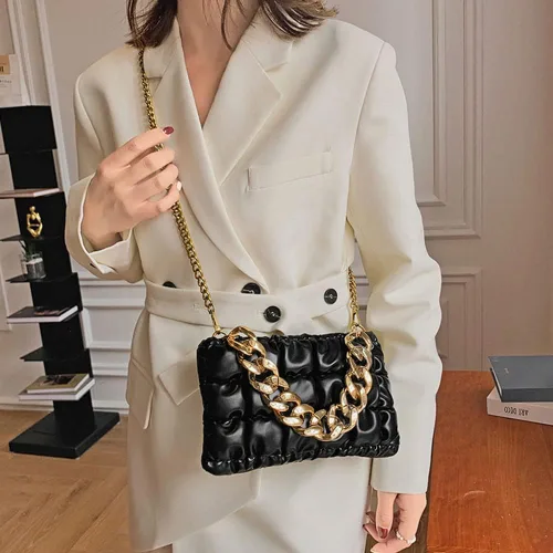 Vista 5 de KITOLTER - Bolso de mano con cadena gruesa, bolso pequeño para mujer