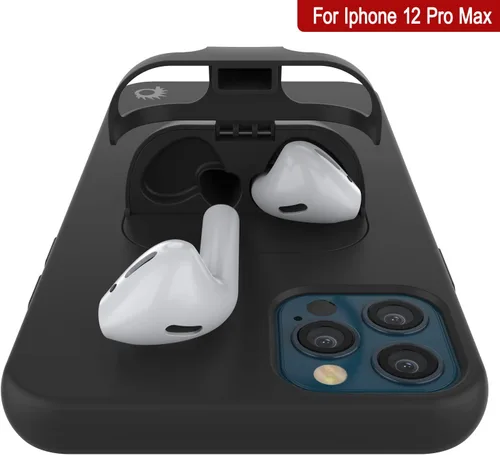Vista 2 de PunkCase Funda para iPhone 12 Pro Max (serie CenterPods) Funda delgada y duradera 2 en 1 para iPhone 12 Pro Max (6.7 pulgadas) Protege tu Negro