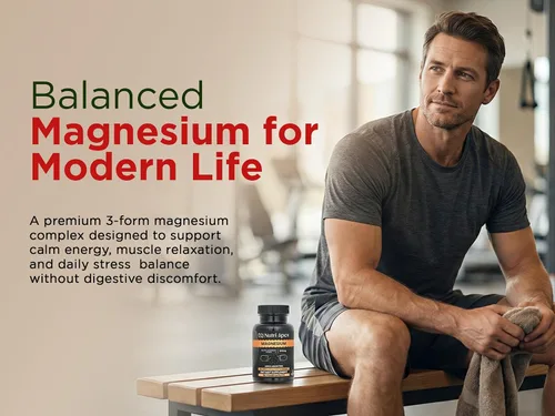 Vista 6 de Suplemento de magnesio para energía – Complejo triple de magnesio 300 mg con glicinato, malato y citrato – Alta absorción para recuperación