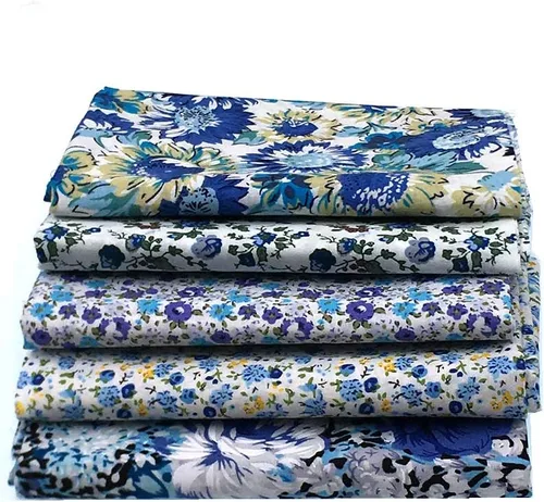 Vista 2 de Paquete de 5 piezas de tela de popelina azul claro con patrón diferente, 18.1 x 22.0 in (aprox. 18 x 22 pulgadas)