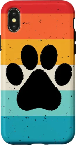 Vista 5 de iPhone 16 Gato Perro Paw Print en estilo retro Vintage Case