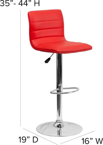 Vista 86 de Flash Funiture silla de bar ajustable con base cromada, Vinilo, Gris