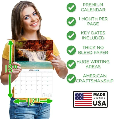 Vista 17 de Calendario de grises africanos 2025 2026 – Planificador mensual de pared de aves africanas – 12 x 18 pulgadas (abierto), calendario de pared