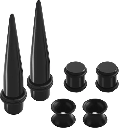 Vista 3 de JDXN - Conjunto de tapones conos y aros de silicona acrílica para expansión de orejas 14G-00G 50 piezas