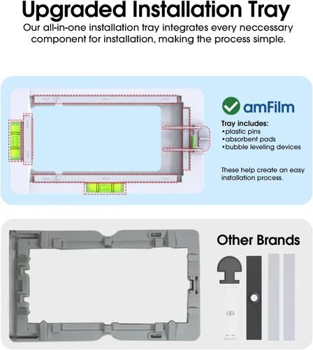 Vista 3 de amFilm Protector de pantalla de vidrio para Samsung Galaxy S22 Ultra, curvado 3D con tecnología de dispersión de líquidos, diseñado para lector