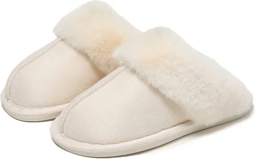 Vista 2 de PLMOKN Pantuflas peludas para hombre para interiores y exteriores, suela de goma antideslizante, espuma viscoelástica, lindas sandalias de almohada