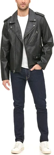 Vista 3 de Levi's Chaqueta clásica de motocicleta de piel sintética para hombre