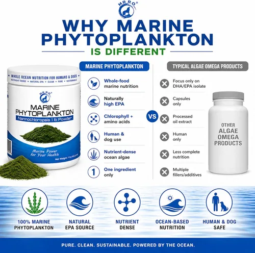 Vista 2 de Polvo de fitoplancton marino de 1 libra - Superalimento oceánico denso en nutrientes para humanos y perros - Fuente natural de EPA - Microalgas