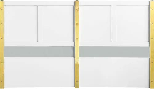 Vista 5 de Benjara Tyra - Cama King moderna de madera, cabecero de panel, chevrón texturizado, blanco y dorado