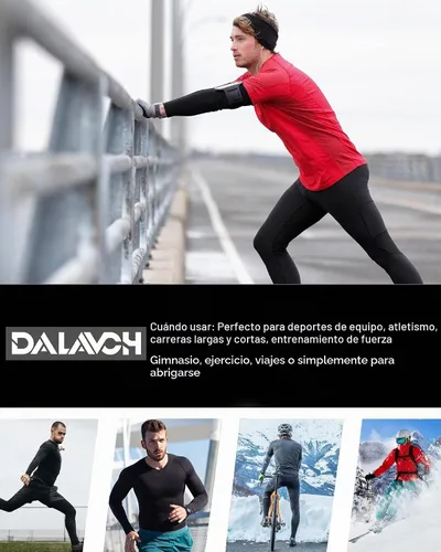 Vista 6 de Dalavch Paquete de 5 camisas de compresión térmica para hombre con forro 3 negro 1 blanco 1 gris