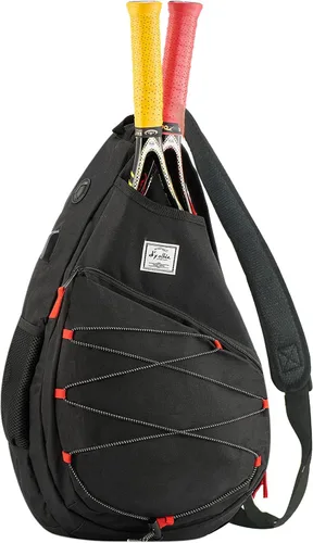 Vista 10 de d'yallee Bolsa de tenis para hombres y mujeres, racquetball, pickleball paddle squash, bolsa cruzada deportiva para adultos con puerto de carga USB