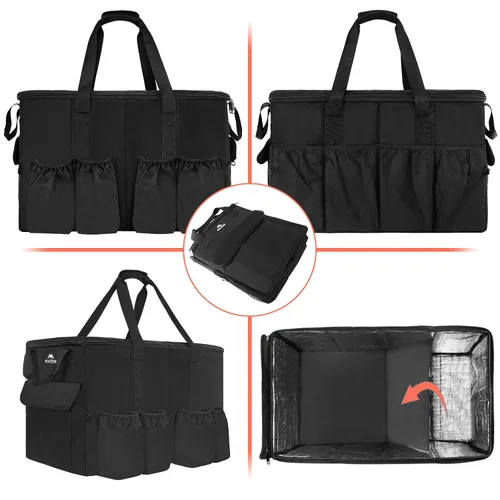 Vista 8 de MATEIN Bolsa aislante para entrega de alimentos, bolsa térmica XXXL para alimentos fríos y calientes, resistente al agua, plegable, para transporte