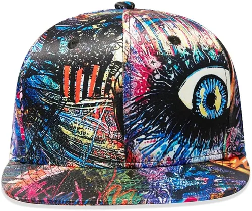 Vista 2 de Quanhaigou Gorra de béisbol estampada sombreros unisex con diseño de graffiti con Snapback y Snapback para el verano