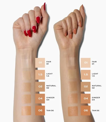 Vista 4 de MAKE Beauty Diffusion Dew Skin Tint. Acabado radiante de cobertura transparente a media. Difumina, suaviza e ilumina para una tez luminosa. 01 Feria