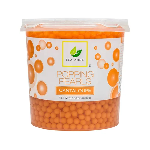 Vista 15 de Tea Zone Popping Pearls. Popping Boba, perlas negras con jugos saborizados, frasco de 7 Lb
