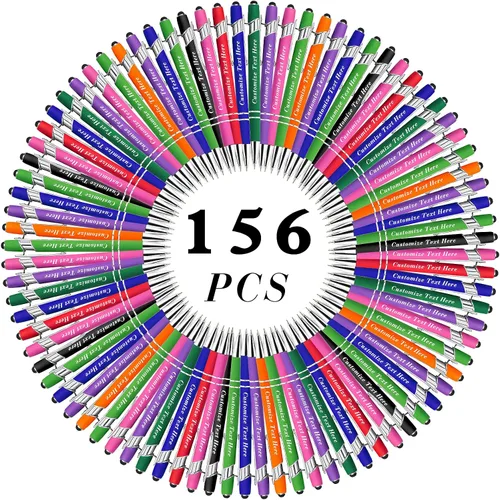 Vista 50 de Bolígrafos personalizados a granel con punta de lápiz capacitivo, 12 bolígrafos personalizados con logotipo de mensaje con nombre, bolígrafos