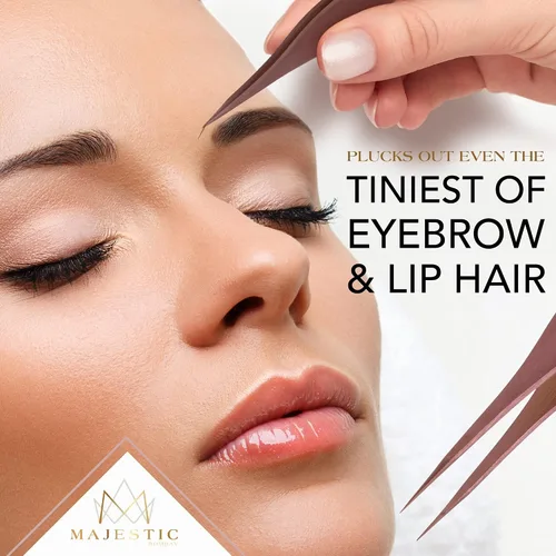 Vista 2 de Majestic Bombay Pinzas de punta fina para mujeres y hombres – Eliminar astillas, garrapatas, vello facial, cejas y vello encarnado – Pinzas