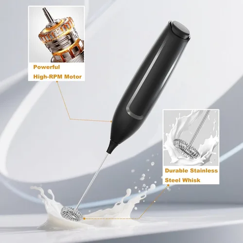 Vista 6 de Espumador de leche con batería de mano, varita silenciosa para espumador de café eléctrico, mezclador de bebidas para café, café con leche