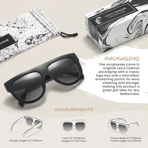 Vista 6 de Gafas de sol de gran tamaño con parte superior plana para mujer, diseño cuadrado grande, retro, gafas de sol