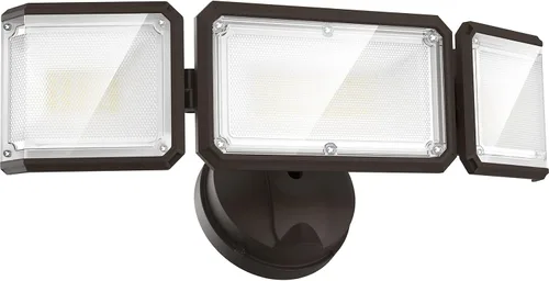 Vista 10 de LEPOWER Luces de inundación de 42 W para exteriores, luces LED de seguridad brillantes de 4200 lm para exteriores con 3 cabezales, luz de inundación
