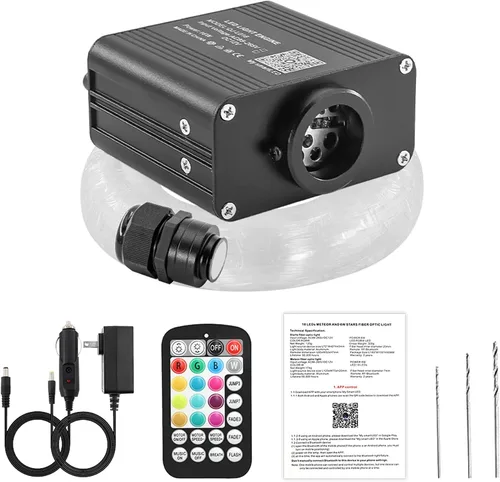 Vista 8 de ATOKEE Kit de Luces de Techo Estrellado Twinkle de 16W con 200 piezas, Fibra Óptica de Tamaño Compacto de 0.03 pulgadas 6.5 pies, Luces de Techo