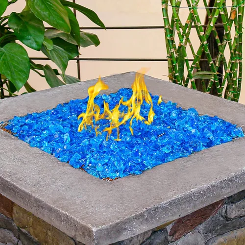 Vista 4 de Hisencn 1/2 pulgada 10-libras mezclado hoguera de vidrio para interior y exterior chimeneas de gas de vidrio de fuego, cuencos de fuego, jardín