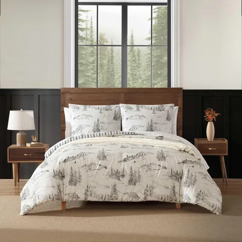 Vista 14 de Eddie Bauer - Juego de edredón twin, ropa de cama reversible a cuadros con funda a juego, peso medio para uso durante todo el año, artículos Aliso