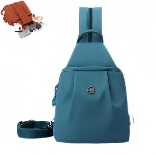 Vista 7 de Bolsa de viaje impermeable de 2 vías, mochila convertible, bolsa de trabajo antirrobo para mujer, 11.8x8.3x5.5 in, Azul, Grande, Minimalista