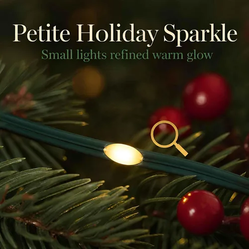 Vista 7 de Luces de Navidad al Aire Libre de QBIS - Cadena de Luces de Hadas que Funcionan con Pilas con Pequeñas LED Blancas Cálidas, Cable Verde