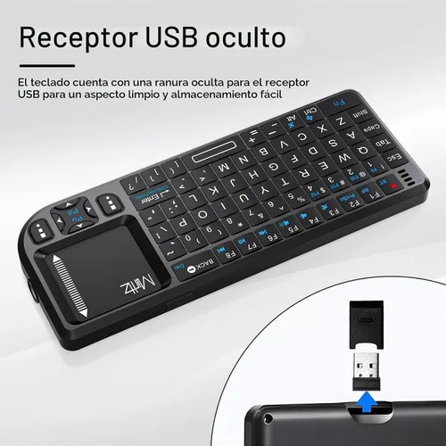 Vista 5 de Mini Teclado Inalámbrico, Mini Teclado Bluetooth con Panel Táctil Sensible, 2.4G/Bluetooth 5.1 Modo Dual Recargable Portátil, para Smart