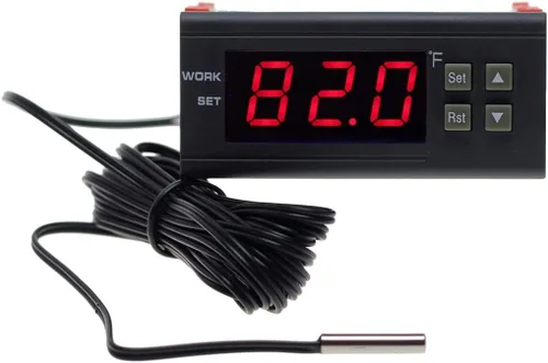 Vista 2 de AC 110V Controlador Digital de Temperatura en Fahrenheit 10A 1 Relé con Sonda de Sensor de Temperatura NTC 10K