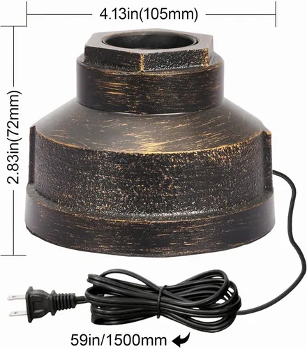 Vista 4 de Base de lámpara de mesa pequeña con control táctil, luz táctil industrial, base de bombilla Edison vintage, regulable para mesita de noche, luz