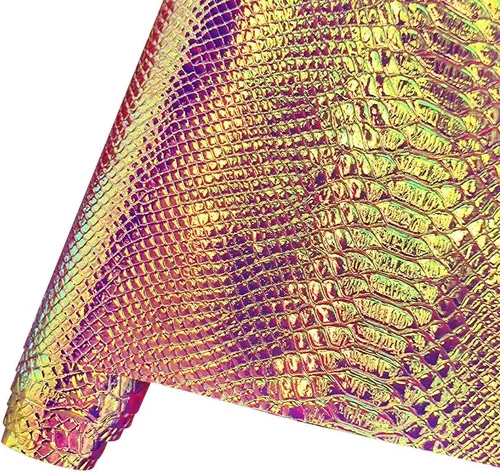 Vista 7 de HYANG - Hojas holográficas de piel sintética azul con estampado de serpiente, muy adecuadas para hacer manualidades, bolsos, aretes de cuero, lazos