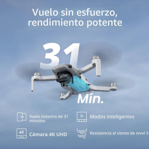 Vista 2 de Specta Mini Drone Combo con 2 Baterías, Video 4K/30fps, Transmisión FPV de 32800 pies, Fácil de Volar, Gimbal de 3 Ejes, Vuelo de 62 Minutos, Drone