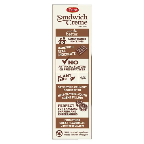 Vista 5 de Dare Galletas de crema de sándwich de chocolate a base de plantas, Kosher, 10.20 onzas (paquete de 12)