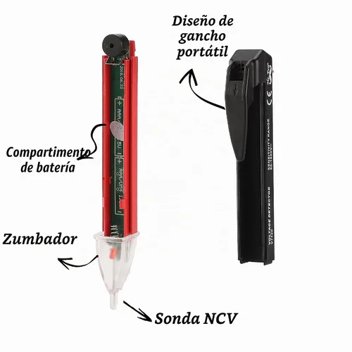 Vista 2 de Mr. Pen Probador de voltaje, detector de voltaje de CA sin contacto, pluma probadora eléctrica, rojo y negro Tester Electric, Electric Tester Pen