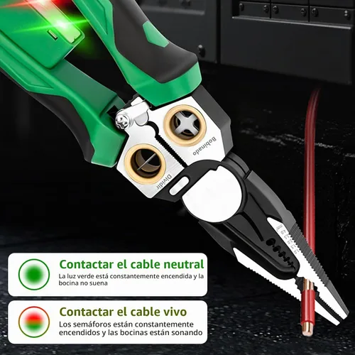 Vista 2 de Pelacables 8 en 1 con probador de voltaje, herramienta eléctrica multiusos para cortar y tirar de alicates, alicates eléctricos para cortar alambres