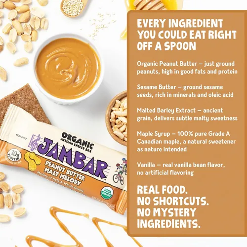 Vista 3 de JAMBAR Organic Artisan Energy Bar (Malt Nut Melody - 12 unidades)