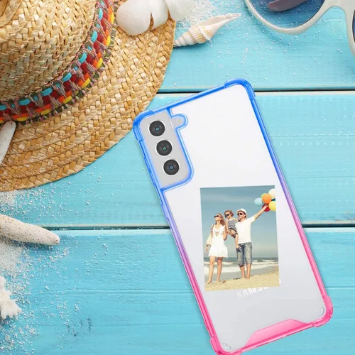 Vista 2 de Funda para Galaxy S21 Plus - Funda protectora delgada transparente con degradado para Samsung Galaxy S21 Plus de 6.7 pulgadas 2021 (rosa azul)