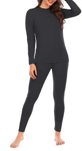 Vista 4 de American Trends Conjunto de ropa interior térmica para mujer, ropa interior larga con forro polar, parte superior e inferior, conjuntos térmicos