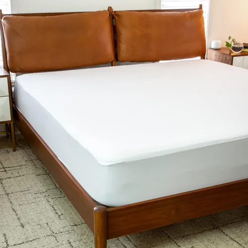 Vista 9 de EMMA + OLIVER Protector de colchón hipoalergénico 100% impermeable, lavable a máquina, parte superior de algodón liso, sin vinilo