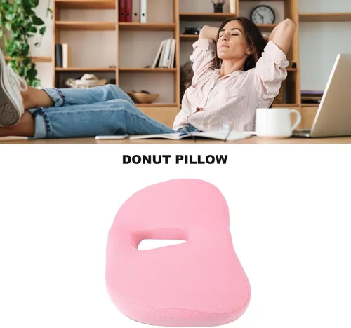 Vista 4 de Almohada elástica suave con forma de dona, cojín ortopédico para silla de oficina, cojín de espuma viscoelástica para silla de ruedas con diseño