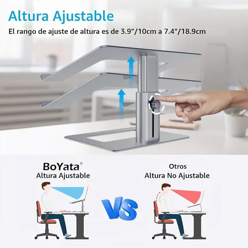 Vista 2 de BoYata Soporte para laptop, elevador de altura ajustable para portátiles de Gris